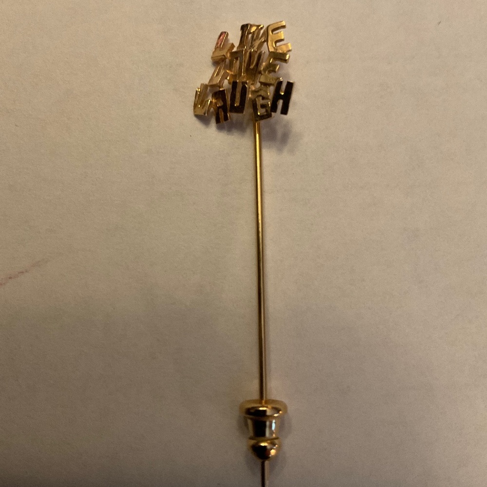 LIVE, LOVE, LAUGH GOLD METAL STICK PIN 2 1/2” long
